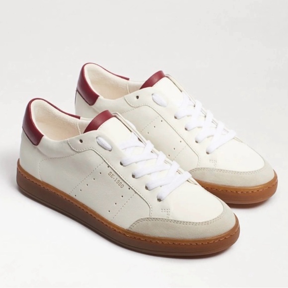Sam Edelman Shoes - Sam Edelman Josi white leather sneakers cherry red heel size 7.5
